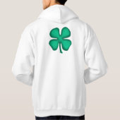 Lucky 4 Leaf Irish Klee weiße Kapuze zurück Hoodie (Rückseite)