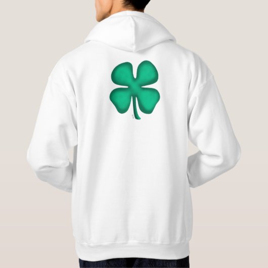Lucky 4 Leaf Irish Klee weiße Kapuze zurück Hoodie (Rückseite)
