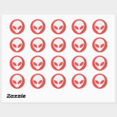Lucky Alien (rot) Runder Aufkleber (Blatt)