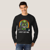 Lucky American Bobtail Cat Dad St Patricks Day T-Shirt (Vorne ganz)
