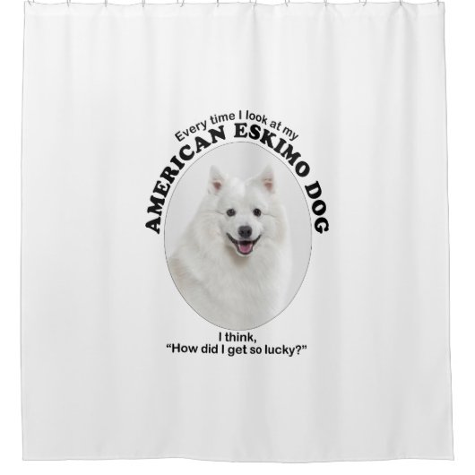 Lucky American Eskimo Dog Duschvorhang (Vorderseite)