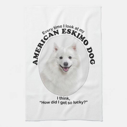 Lucky American Eskimo Dog Geschirrtuch (Vertikal)