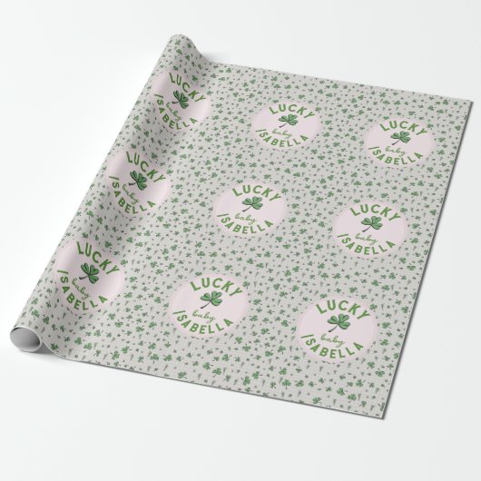 Lucky Baby Pink und Green St Paddys Geschenkpapier (Ungerollt)