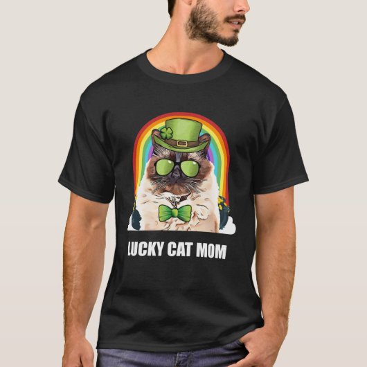 Lucky Balinese Javanese Cat Mom St Patricks Day T-Shirt (Vorderseite)