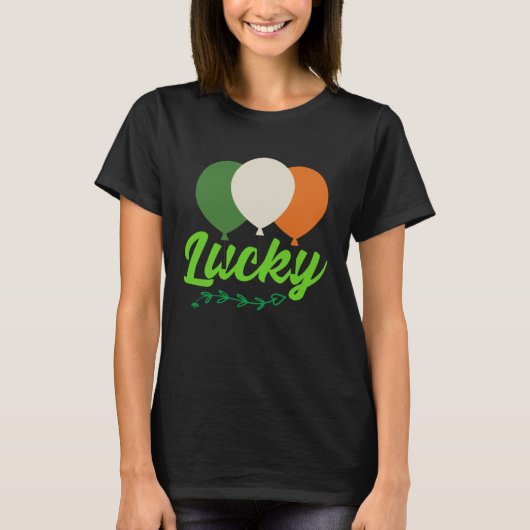 Lucky Balloons Irish Flag C Shamrock T-Shirt (Vorderseite)