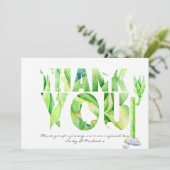 Lucky Bamboo DANK YOU Green Watercolor Dankeskarte (Stehend Vorderseite)