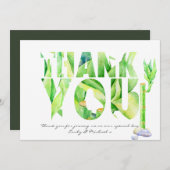 Lucky Bamboo DANK YOU Green Watercolor Dankeskarte (Vorne/Hinten)