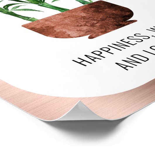 Lucky Bamboo Happiness Wealth Longevity Rose Gold Poster (Ecke)