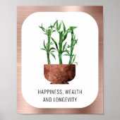 Lucky Bamboo Happiness Wealth Longevity Rose Gold Poster (Vorne)