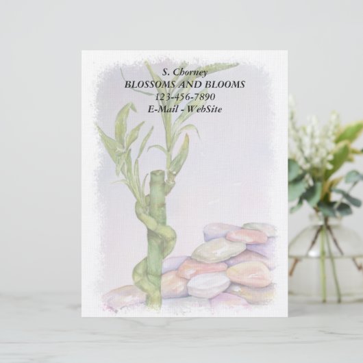 LUCKY BAMBOO KUNSTBAR LETTERHEAD BRIEFBOGEN (Stehend Vorderseite)