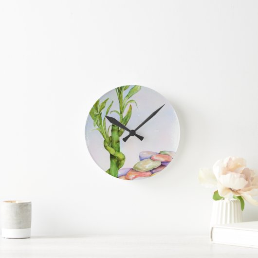 LUCKY BAMBOO WALL CLOCK RUNDE WANDUHR (Zuhause)