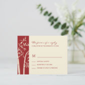 Lucky Bamboo Wedding RSVP Card - Red Karte (Stehend Vorderseite)