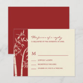 Lucky Bamboo Wedding RSVP Card - Red Karte (Vorne/Hinten)