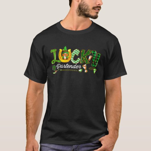 LUCKY Barkeeper Happy St Patrick's Day Funny Barte T-Shirt (Vorderseite)