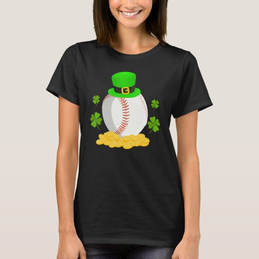 Lucky Baseball Leprechaun Hat Pile Golden Coins Ir T-Shirt (Vorderseite)