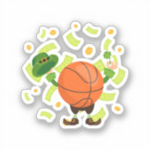 Lucky Basketball Happy Patrick's Day Aufkleber (Vorderseite)