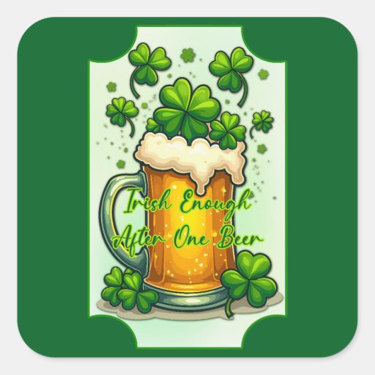 Lucky Beer St Patrick’s Day Shirt – Autocolante Quadratischer Aufkleber (Vorderseite)