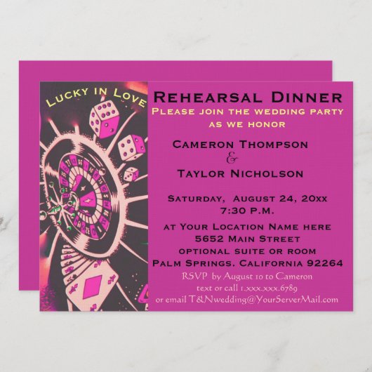 Lucky bei Liebe Probe Abendessen Einladung (Vorne/Hinten)