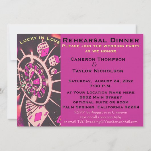 Lucky bei Liebe Probe Abendessen Einladung (Vorderseite)