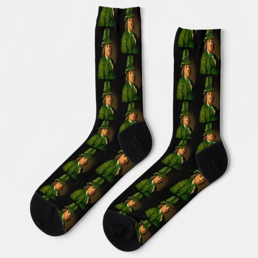Lucky Ben Franklin St. Patrick's Day Socken (Linkes Detail)