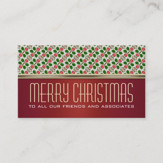 Lucky Berry Pattern | Holiday Greetings Mini Cards Visitenkarte (Vorderseite)