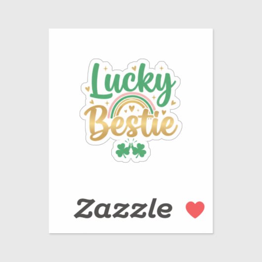 Lucky Bestie Cute Pink Green Typography St Patrick Aufkleber (Blatt)