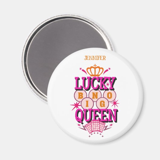 Lucky Bingo Queen /editierbarer Name Magnet (Vorderseite/Rückseite)