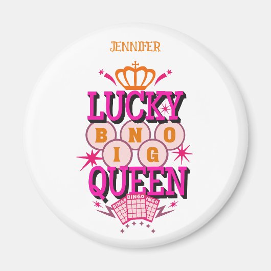 Lucky Bingo Queen /editierbarer Name Magnet (Vorne)