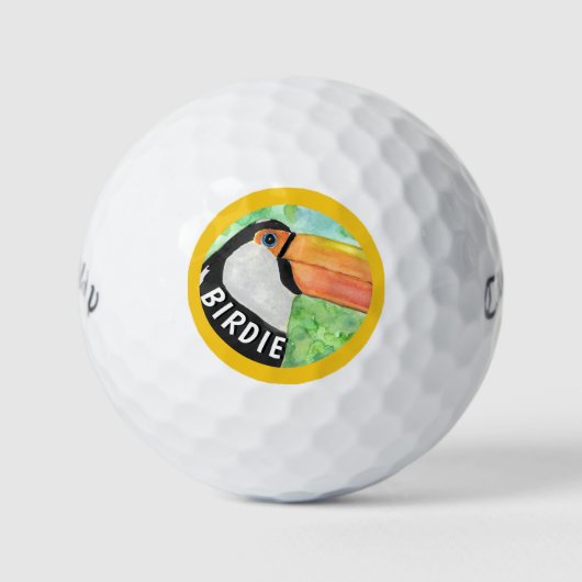 Lucky BIRDIE Toucan Golf Balls Golfball (Vorderseite)
