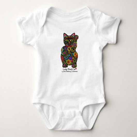 Lucky Black Cat Baby Bodysuit Baby Strampler (Vorderseite)