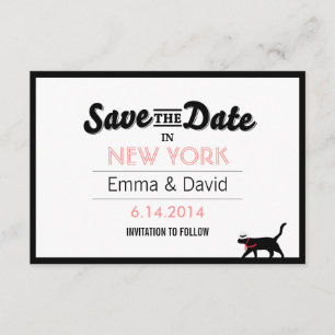 Lucky Black Cat Bold Border Speichern Sie die Datu Save The Date