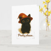 Lucky Black Cat Emi – Pretty Please Witch Hat Karte (Gelbe Blume)