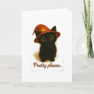 Lucky Black Cat Emi – Pretty Please Witch Hat Karte