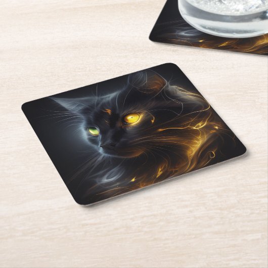 Lucky Black Cat Rechteckiger Pappuntersetzer (angewinkelt)