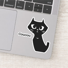 Lucky Black Cat sagt auf Französisch "Hey" Aufkleber