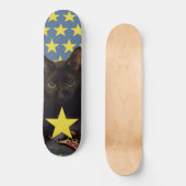 Lucky Black Cat w/Stars Skateboard (Vorderseite)
