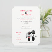 Lucky Black Cats Bride | Groom Purrr.fect Wedding Einladung (Stehend Vorderseite)