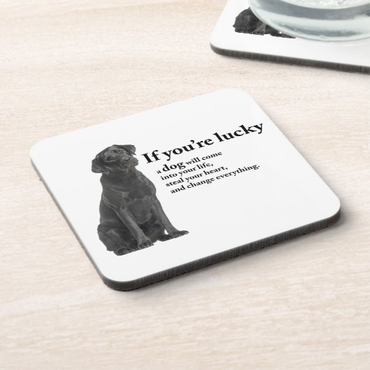 Lucky Black Lab Getränkeuntersetzer (Linke Seite)