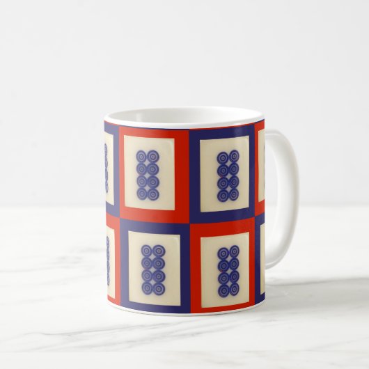 Lucky Blue Eight Wheel Mahjong Tile Kaffeetasse (VorderseiteRechts)