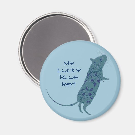 Lucky Blue Rat | Magnetmagnet Magnet (Vorderseite/Rückseite)
