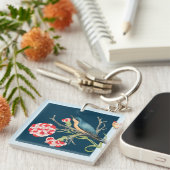 Lucky Blue Songbird & Blume Schlüsselanhänger (Vorderseite rechts)
