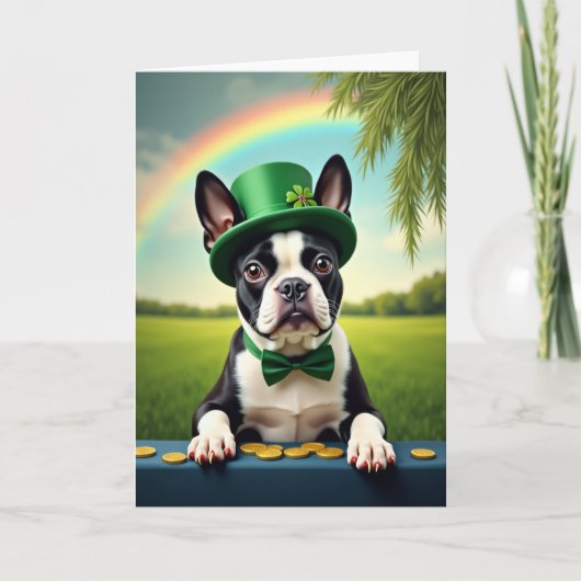 Lucky Boston Terrier Day Card Karte (Vorderseite)