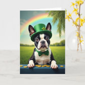 Lucky Boston Terrier Tag Karte (Gelbe Blume)
