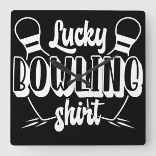 Lucky Bowling Long Sleeve T - Shirt Quadratische Wanduhr