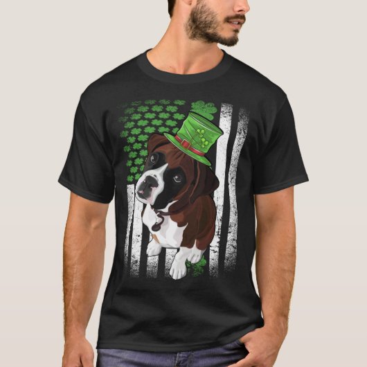 Lucky Boxer Dog St Patrick s Day T-Shirt (Vorderseite)