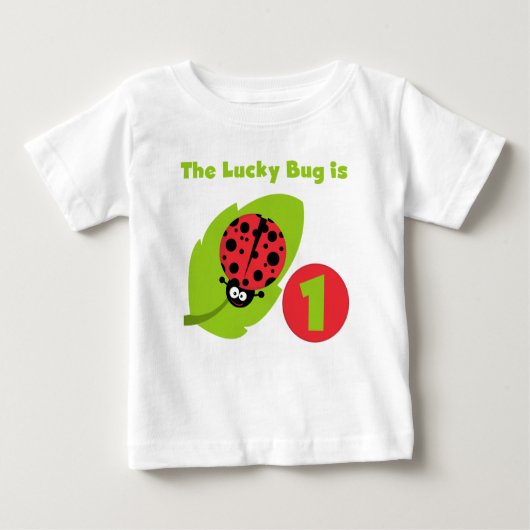 Lucky Bug 1. Geburtstag T - Shirt und Geschenke (Vorderseite)