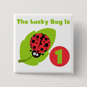 Lucky Bug 1. Geburtstag T - Shirt und Geschenke Button