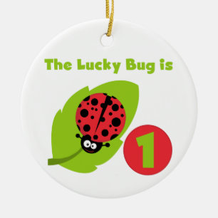 Lucky Bug 1. Geburtstag T - Shirt und Geschenke Keramikornament