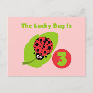 Lucky Bug 3. Geburtstag T Shirts und Geschenke Postkarte
