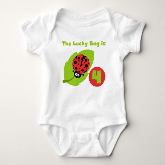 Lucky Bug 4. Geburtstag T - Shirt und Geschenke (Vorderseite)
